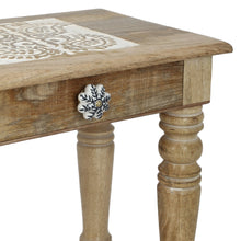 Load image into Gallery viewer, Wooden Side end Table Square White Paisely Carved
