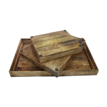 Load image into Gallery viewer, Extra Large Serving Tray Wooden Tea Coffee Breakfast 24 x 17 inches set of 3
