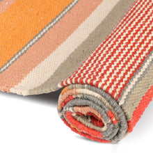 Load image into Gallery viewer, Cotton Flatweave Area Rug Woven Multi Color Stripes 1172
