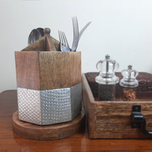 Load image into Gallery viewer, SAVON Wooden Pen Stand Stationary Spinning Caddy Organizer Rustic