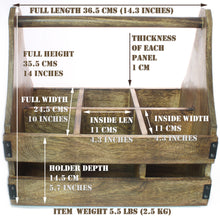 Load image into Gallery viewer, SAVON 6 Bottle Wine Rack Carrier Caddy Crate 14 inch Wood Rustic Glasses Beer Holder