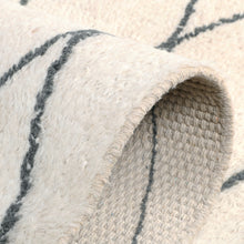 Load image into Gallery viewer, Hand Woven Wool Area Rug Woven Harlequin White Black 1228