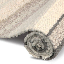 Load image into Gallery viewer, Hand Woven Wool Area Rug Woven Gray White Stripes 1216