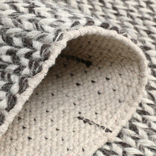 Load image into Gallery viewer, Hand Woven Wool Area Rug Woven Black and White Chevron 1192