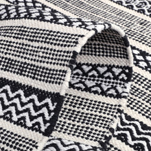 Load image into Gallery viewer, Cotton Area Rug Woven Black White Geometric Boho 1164
