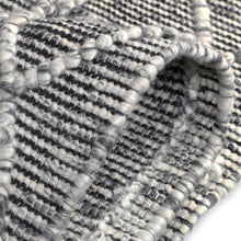 Load image into Gallery viewer, Hand Wool Area Rug Woven Black Gray Harlequin Frills 1196