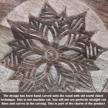 Load image into Gallery viewer, Nesting Coffee Tables Hand Carved Solid Wood Top Black Metal Legs(Set of 3)