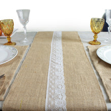 Load image into Gallery viewer, Jute Table Runner with 6 Table Mats 6 Cutlery Holders Rustic 13 Piece Set
