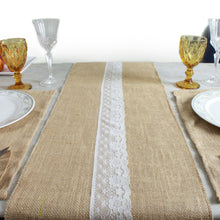 Load image into Gallery viewer, Jute Table Runner with 6 Table Mats 6 Cutlery Holders Rustic 13 Piece Set