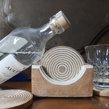 Load image into Gallery viewer, Round Wooden White Coaster set of 6 with stand rustic