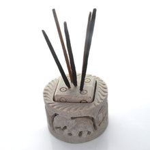 Load image into Gallery viewer, SAVON Stone Incense Holder for Stick Cones Frankincense Palo Santo Round Elephant( brown)