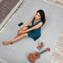 Load image into Gallery viewer, Cotton Flatweave Area Rug Woven Light Gray Argyle 1180