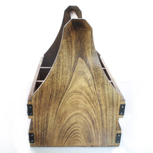Load image into Gallery viewer, SAVON 6 Bottle Wine Rack Carrier Caddy Crate 14 inch Wood Rustic Glasses Beer Holder