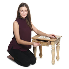 Load image into Gallery viewer, Wooden Side end Table Square White Paisely Carved