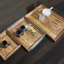 Load image into Gallery viewer, Extra Large Serving Tray Wooden Tea Coffee Breakfast 24 x 17 inches set of 3