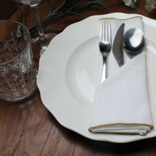 Load image into Gallery viewer, Cotton Cloth Table Napkin White 18x18 inch with Colored Border Trim Set of 4 Gold Green Brown Coffee