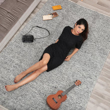 Load image into Gallery viewer, Hand Wool Area Rug Gray Woven Straw Weave Pattern 1200