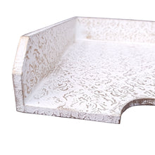 Load image into Gallery viewer, Paper Tray White Golden Fleur De Lis Wood Letter Size Home Office Desk Tray
