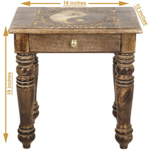 Load image into Gallery viewer, Wooden Side end Table Square yin yang Carved