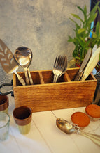 Load image into Gallery viewer, Wooden Cutlery Holder Caddy Organizer