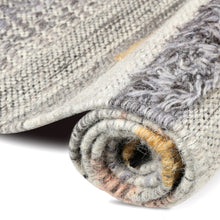 Load image into Gallery viewer, Hand Wool Area Rug Woven Stripes Gray Light Brown 1208