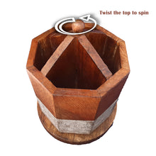 Load image into Gallery viewer, SAVON Round Wooden Pen Stand Stationary Holder Rustic Spinner Organizer (Fleur De Lis)