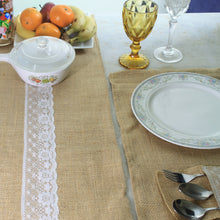 Load image into Gallery viewer, Jute Table Runner with 6 Table Mats 6 Cutlery Holders Rustic 13 Piece Set