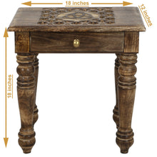 Load image into Gallery viewer, Solid Wood Side end Table Square Geometric Art Deco