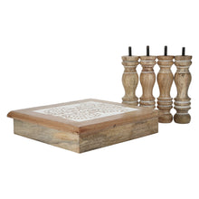 Load image into Gallery viewer, Wooden Step Stool Small Footstool footrest Table White Paisely