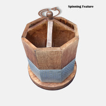 Load image into Gallery viewer, SAVON Wooden Pen Stand Stationary Spinning Caddy Organizer Rustic