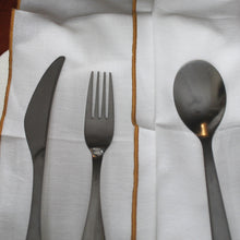 Load image into Gallery viewer, Cotton Cloth Table Napkin White 18x18 inch with Colored Border Trim Set of 4 Gold Green Brown Coffee