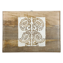 Load image into Gallery viewer, Wooden Side end Table Square White Paisely Carved