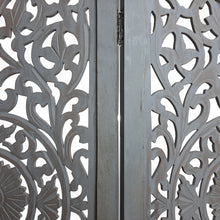 Load image into Gallery viewer, Wooden Room Divider Partition Gray 3 Panels Foldable 6 x 5 Feet