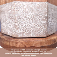 Load image into Gallery viewer, SAVON Round Wooden Pen Stand Stationary Holder Rustic Spinner Organizer (Fleur De Lis)