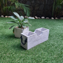 Load image into Gallery viewer, White Silverware Holder Caddy Wood (3 compartments)