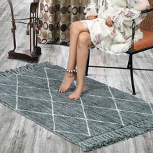 Load image into Gallery viewer, Hand Woven Wool Area Rug Harlequin Gray White 1236