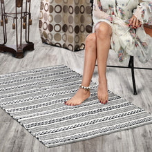 Load image into Gallery viewer, Cotton Area Rug Woven Black White Geometric Boho 1164
