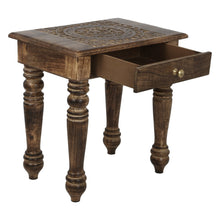 Load image into Gallery viewer, Wooden Side end Table Square Tree of Life Carved