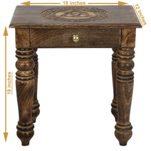 Load image into Gallery viewer, Wooden Side end Table Square Art Deco Carved