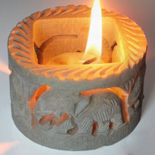 Load image into Gallery viewer, SAVON Stone Incense Holder for Stick Cones Frankincense Palo Santo Round Elephant( brown)