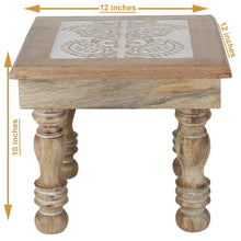 Load image into Gallery viewer, Wooden Step Stool Small Footstool footrest Table White Paisely