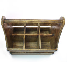 Load image into Gallery viewer, SAVON 6 Bottle Wine Rack Carrier Caddy Crate 14 inch Wood Rustic Glasses Beer Holder