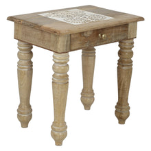 Load image into Gallery viewer, Wooden Side end Table Square White Paisely Carved