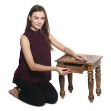 Load image into Gallery viewer, Wooden Side end Table Square yin yang Carved