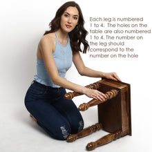 Load image into Gallery viewer, Wooden Side end Table Square White Flowers Carved