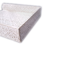 Load image into Gallery viewer, Paper Tray White Golden Fleur De Lis Wood Letter Size Home Office Desk Tray