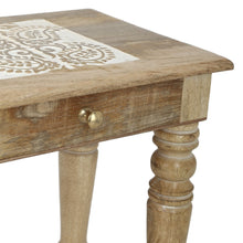 Load image into Gallery viewer, Wooden Side end Table Square White Paisely Carved