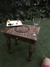 Load image into Gallery viewer, Wooden Side end Table Square Tree of Life Carved