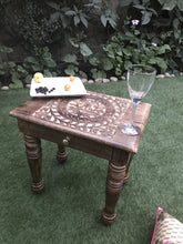 Load image into Gallery viewer, Wooden Side end Table Square Tree of Life Carved