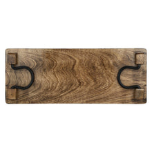 Load image into Gallery viewer, Wood party serving platter cheese board tray wine crackers meat 20 inch by 8 inch